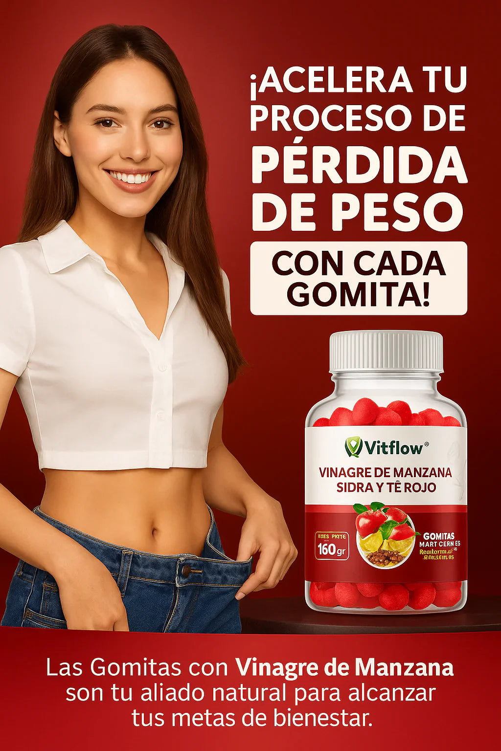 SlimGummies - Gomitas de Vinagre de Manzana con Té Rojo y Probióticos