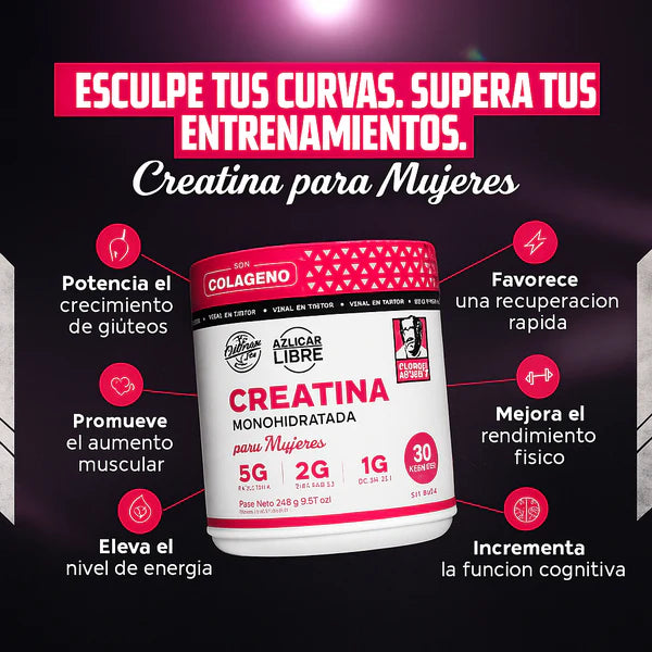 Creatina Old School para Mujeres – Más Energía, Más Fuerza, Más Resultados (240gr)
